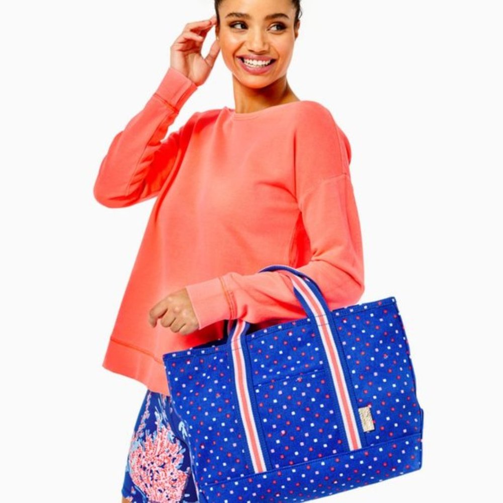 Lilly Pulitzer Blue and Pink Tote Bag